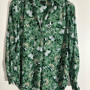 Ann Taylor Green Floral Blouse